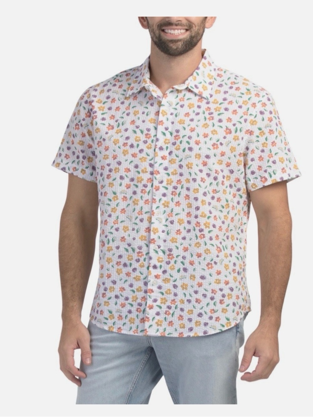 nwt BONOBOS Slim Fit Riviera Short Sleeve floral button shirt size large